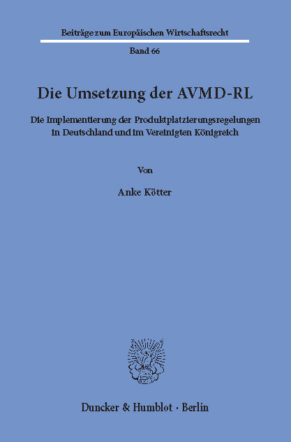 Die Umsetzung der AVMD-RL. -  Anke Kötter