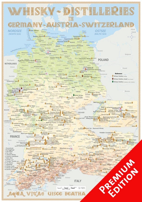 Whisky Distilleries Germany, Austria and Switzerland - Poster 42x60cm Premium Edition - Rüdiger Jörg Hirst