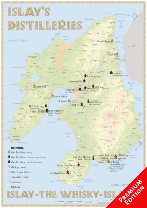 Whisky Distilleries Islay - Poster 42x60cm - Premium Edition - Rüdiger Jörg Hirst