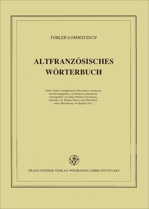 Altfranzösisches Wörterbuch. Band 12. Lieferung 93 - Adolf Tobler