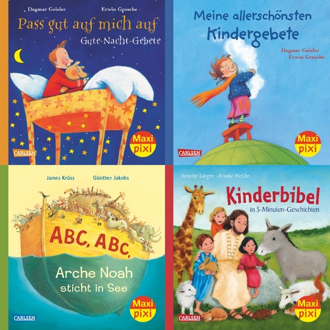 Die schönsten Bibelgeschichten und Gebete für Kinder (4x1 Exemplar) - Erwin Grosche, Frauke Weldin, Annette Langen, James Krüss