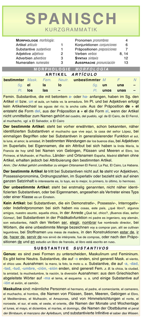 Leporello: Spanisch Kurzgrammatik – Die komplette Grammatik im Überblick - Z. Hamplová, R. Eichl