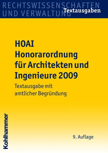 HOAI Honorarordnung für Architekten und Ingenieure 2009