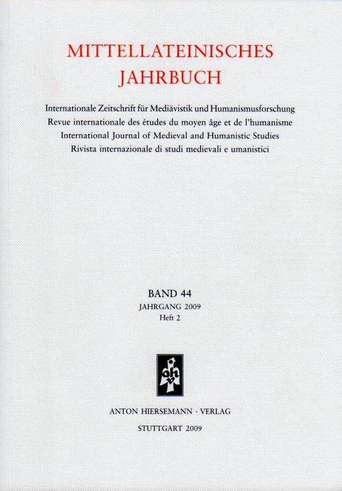 Mittellateinisches Jahrbuch. Internationale Zeitschrift für Mediävistik und Humanismusforschung