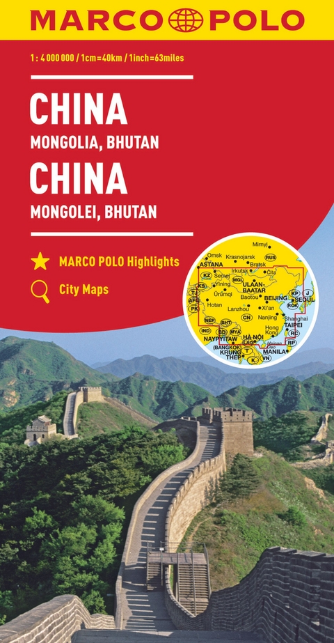 MARCO POLO Kontinentalkarte China, Mongolei, Bhutan 1:4 Mio.