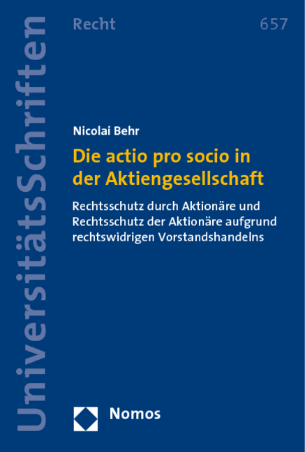 Die actio pro socio in der Aktiengesellschaft - Nicolai Behr