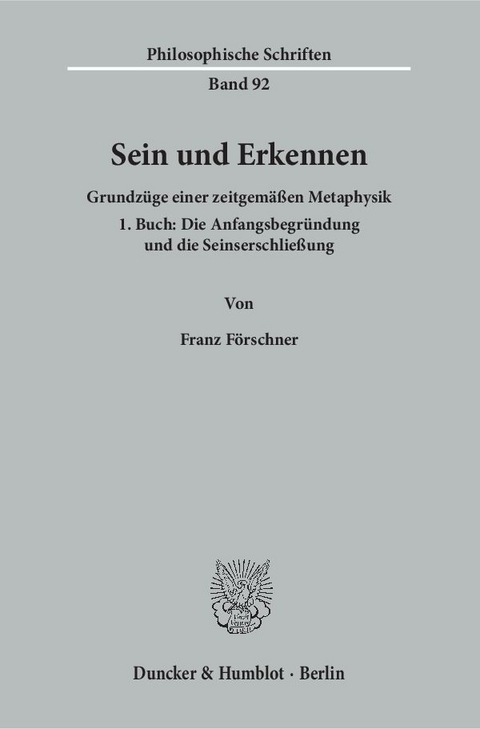 Sein und Erkennen. - Franz Förschner