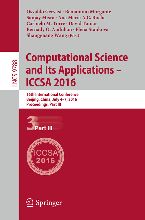 Computational Science and Its Applications - ICCSA 2016 - 