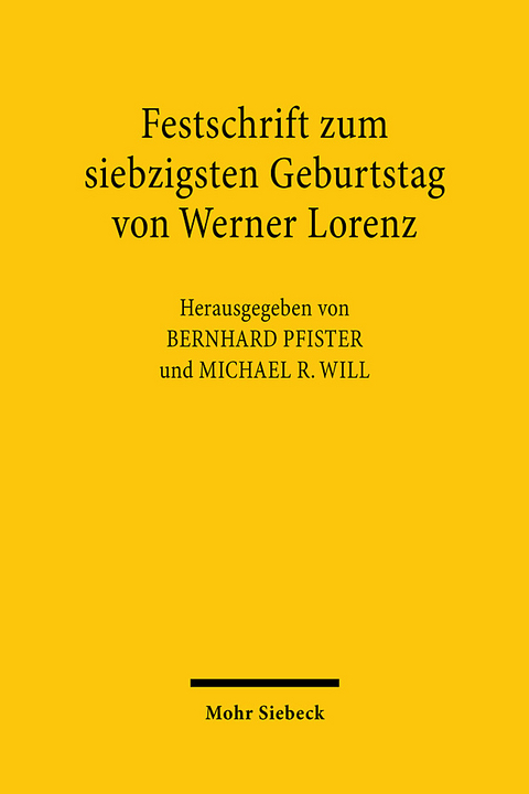 Festschrift zum siebzigsten Geburtstag von Werner Lorenz - 