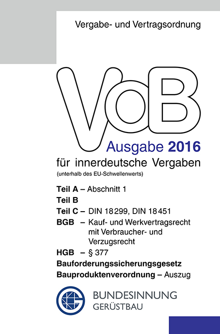 VOB Fassung 2016 für innerdeutsche Vergaben - 