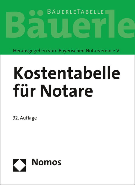 Kostentabelle für Notare - 