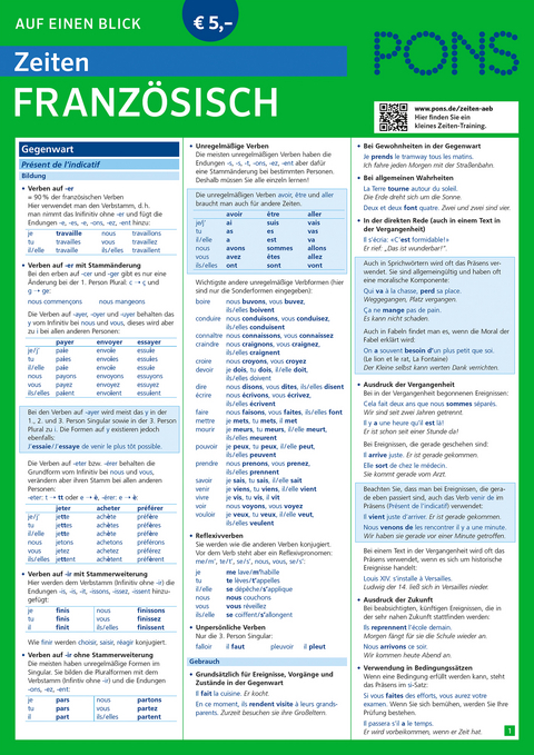 PONS Zeiten auf einen Blick Französisch