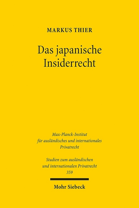 Das japanische Insiderrecht - Markus Thier