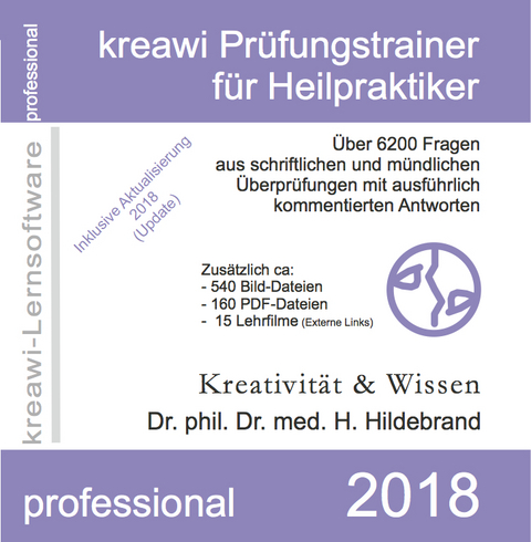 kreawi-Prüfungstrainer professional für Heilpraktiker 2018, 1 CD-ROM - Hartmut Hildebrand