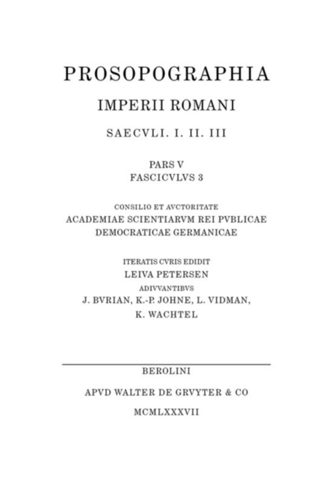 Prosopographia Imperii Romani Saec I, II, III. / (N - O) - 