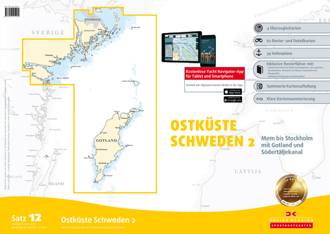 Sportbootkarten Satz 12: Ostküste Schweden 2 (Ausgabe 2016/2017)