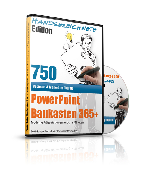 PowerPoint Baukasten 365+ - Handgezeichnete Edition (2023) - Mit über 750+ kunstvollen PowerPoint Vorlagen, 1 CD-ROM - 