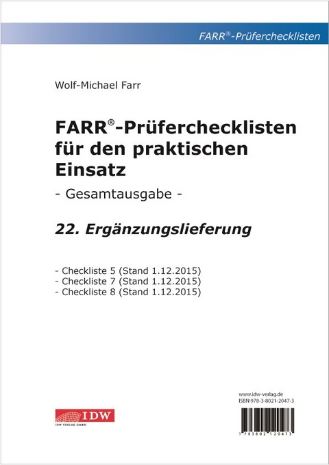 FARR Prüferchecklisten für den praktischen Einsatz - Wolf-Michael Farr