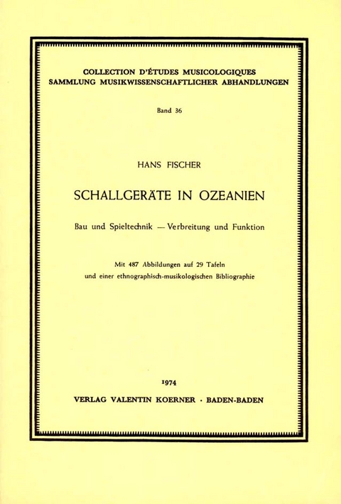 Schallgeräte in Ozeanien - Hans Fischer