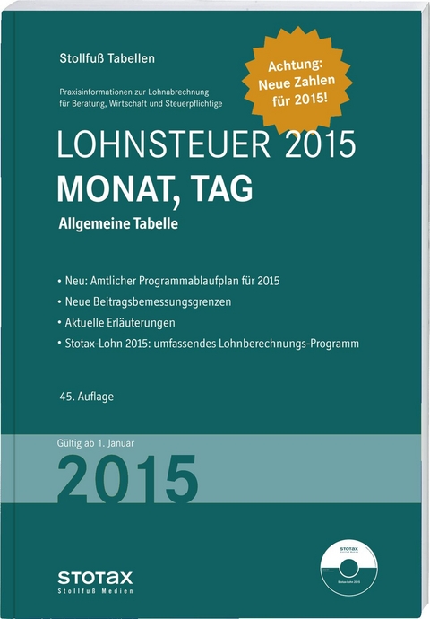 Tabelle, Lohnsteuer 2015 Monat, Tag - Sonderausgabe Dezember