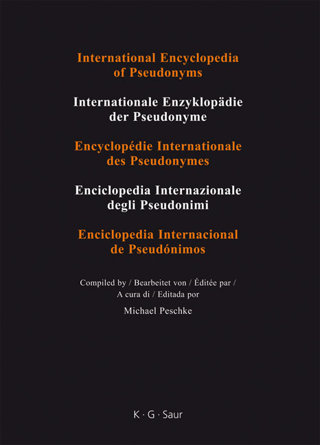 International Encyclopedia of Pseudonyms. Real Names / Kaelin – Lunceford - Michael Peschke