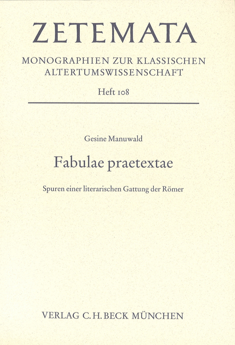 Fabulae Praetextae - Gesine Manuwald