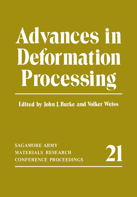 Advances in Deformation Processing - John J. Burke, Volker Weiss