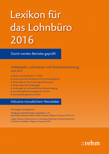 Lexikon für das Lohnbüro 2016 - Wolfgang Schönfeld, Jürgen Plenker