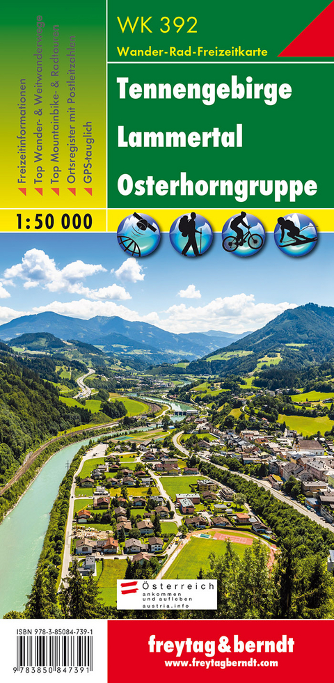 Tennengebirge - Lammertal - Osterhorngruppe, Wanderkarte 1:50.000, freytag & berndt, WK 392 - 