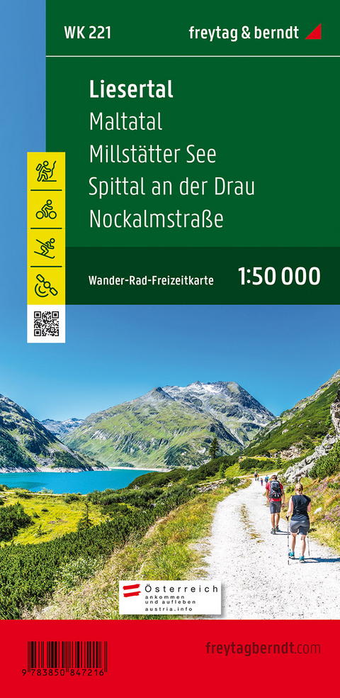 Liesertal - Maltatal - Millstätter See - Spittal an der Drau - Nockalmstraße, Wanderkarte 1:50.000, WK 221