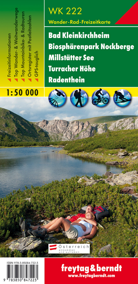 WK 222 Bad Kleinkirchheim - Biosphärenpark Nockberge - Millstätter See - Turracher Höhe - Radenthein, Wanderkarte 1:50.000 - 