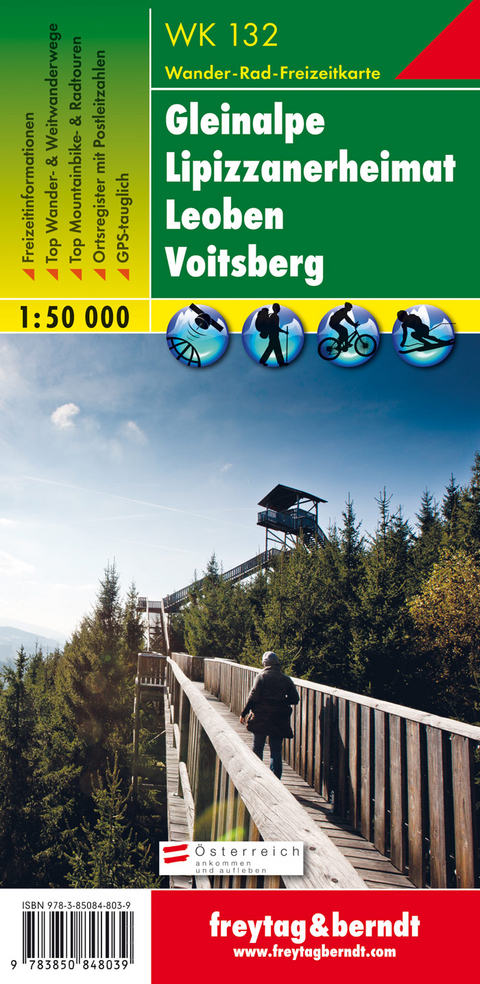 WK 132 Gleinalpe - Lipizzanerheimat - Leoben - Voitsberg, Wanderkarte 1:50.000 - 