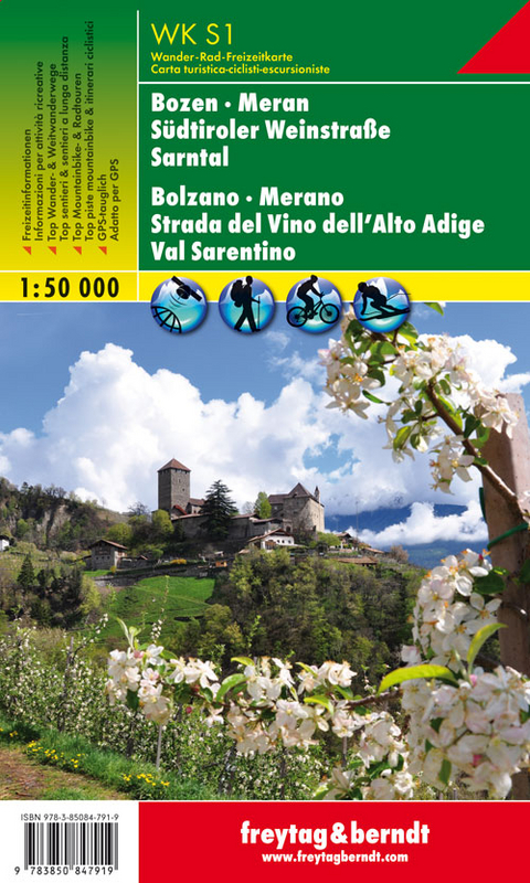 WK S1, Bozen - Meran - Südtiroler Weinstraße - Sarntal, Wanderkarte 1:50.000