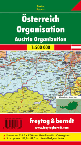 Österreich Organisation, 1:500.000, Poster metallbestäbt - 