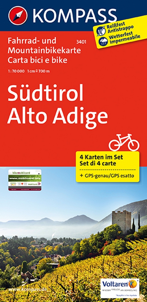 KOMPASS Fahrradkarte 3401 Südtirol - Alto Adige, 1:70000