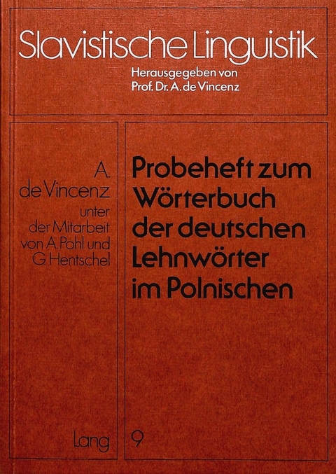 Probeheft zum Wörterbuch der deutschen Lehnwörter im Polnischen