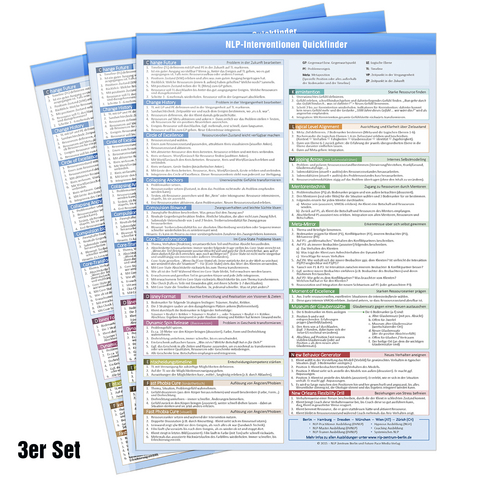 [3er-Set] NLP INTERVENTIONEN QUICKFINDER (2023) - Schritt-für-Schritt Kurzanleitungen von 33 NLP Interventionen auf einer praktischen Schnellübersicht, KUNST, 3 Ex. - Samuel Cremer