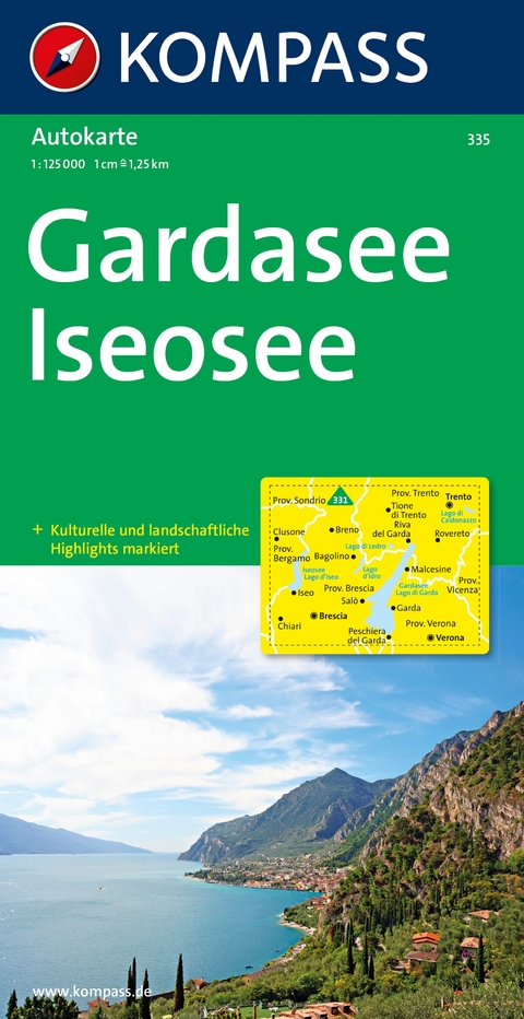 KOMPASS Autokarte Gardasee, Iseosee 1:125.000