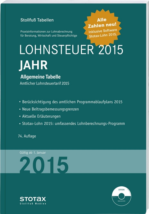 Tabelle, Lohnsteuer 2015 Jahr - Sonderausgabe Dezember