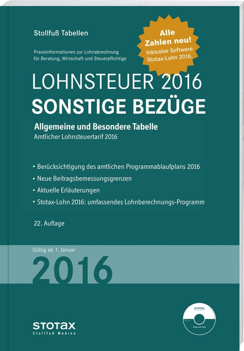 Tabelle, Lohnsteuer 2016 Sonstige Bezüge