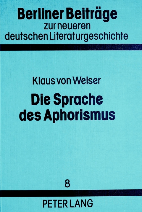 Die Sprache des Aphorismus