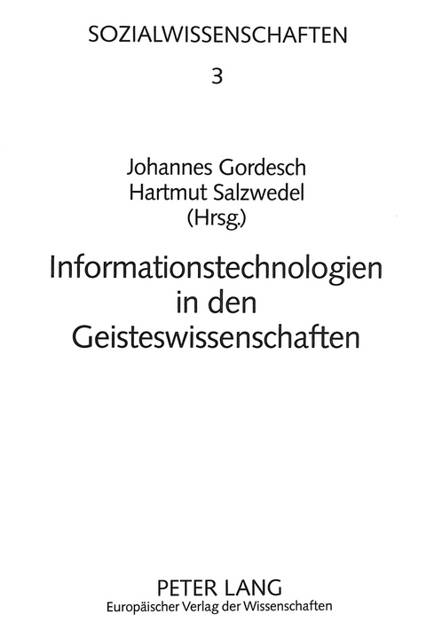 Informationstechnologien in den Geisteswissenschaften - 