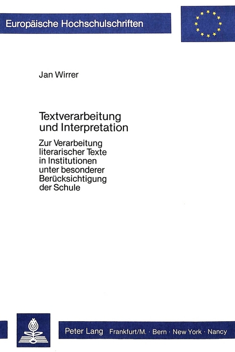 Textverarbeitung und Interpretation - Jan Wirrer