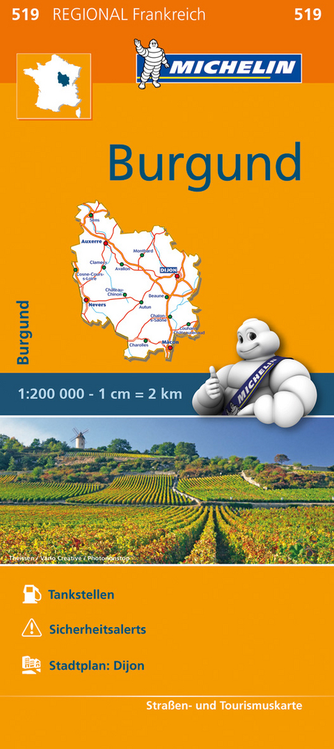 Michelin Karte Burgund. Bourgogne