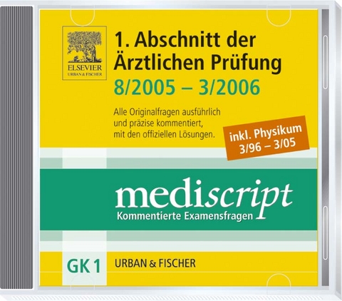 MEDISCRIPT-CD-ROM GK1 Physikum 3/96-3/05, Erster Abschnitt der Ärztlichen Prüfung 8/05-3/06 - Stefan Schaible