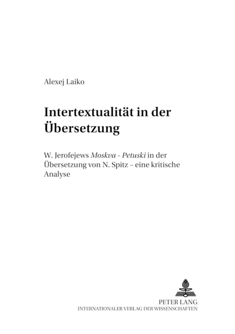 Intertextualität in der Übersetzung - Alexej Laiko