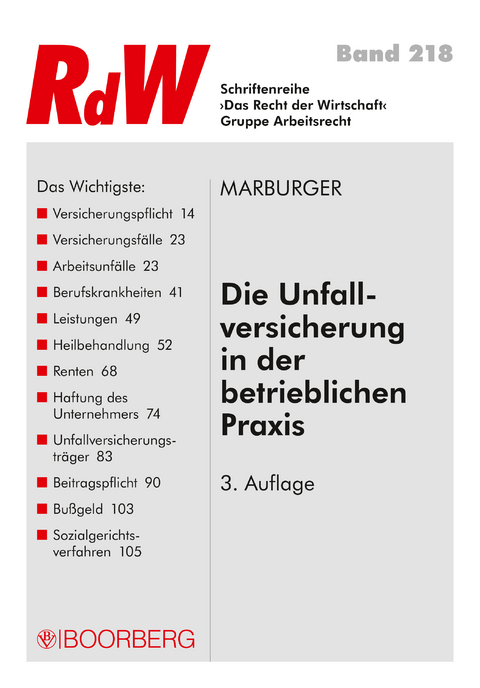 Die Unfallversicherung  in der betrieblichen Praxis - Horst Marburger