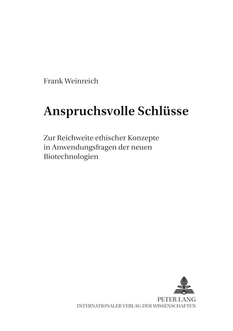 Anspruchsvolle Schlüsse - Frank Weinreich