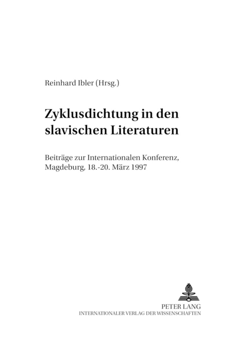 Zyklusdichtung in den slavischen Literaturen - 