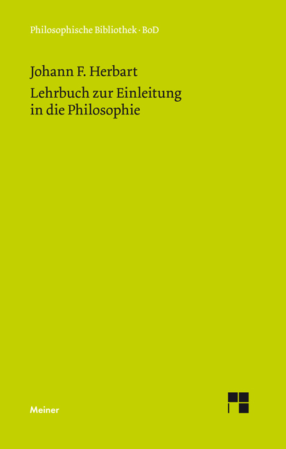 Lehrbuch zur Einleitung in die Philosophie - Johann Friedrich Herbart